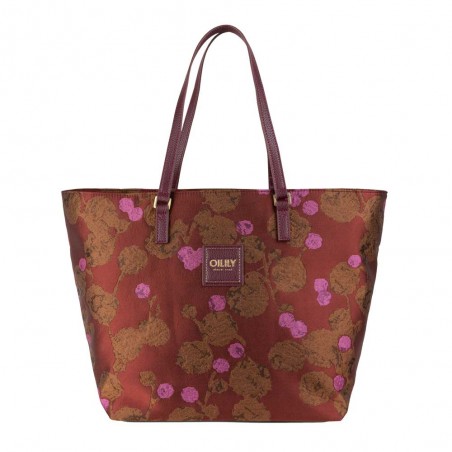 Sac shopping OILILY "Sia" Jacquard chocolat | Sac femme original cuir vegan qualité