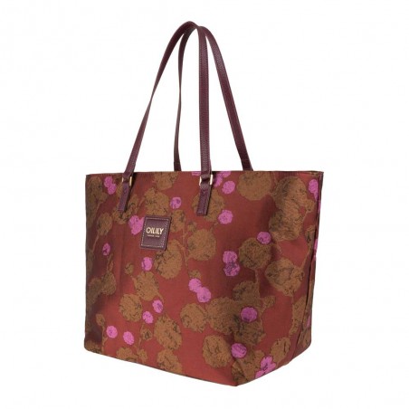 Sac shopping OILILY "Sia" Jacquard chocolat | Sac femme original cuir vegan qualité