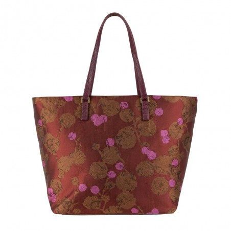 Sac shopping OILILY "Sia" Jacquard chocolat | Sac femme original cuir vegan qualité