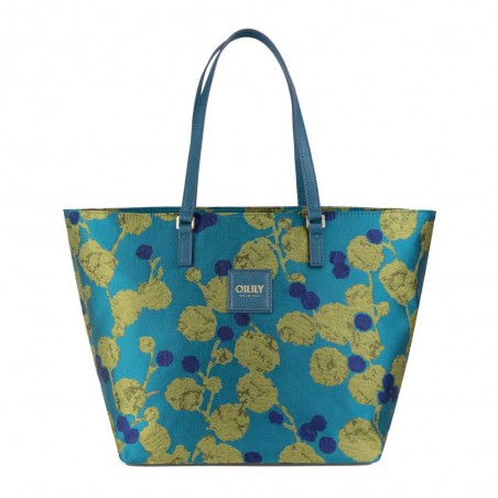 Sac shopping OILILY "Sia" Jacquard biscay bay | Sac femme original cuir vegan qualité