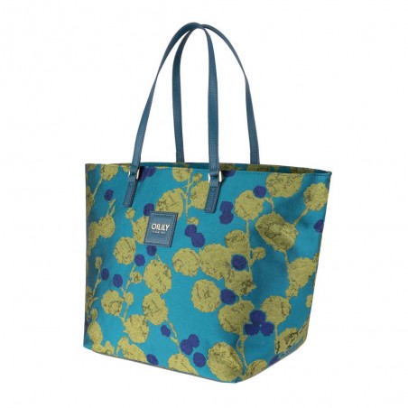 Sac shopping OILILY "Sia" Jacquard biscay bay | Sac femme original cuir vegan qualité