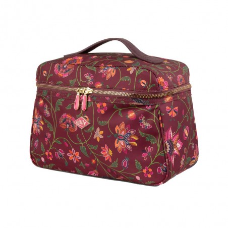 Vanity case "Coco" Joy Flowers marron chocolat | Grande trousse de toilette femme originale qualité couleur