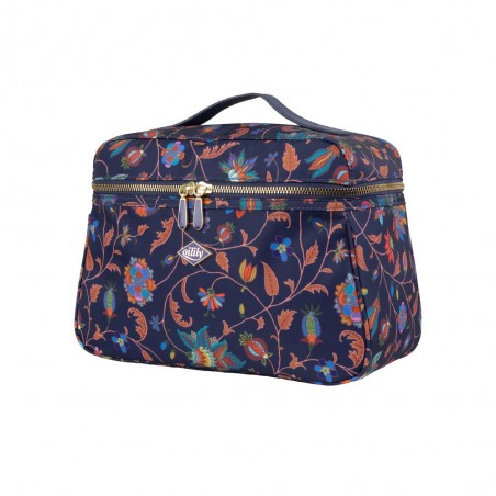 Vanity case "Coco" Joy Flowers bleu éclipse | Grande trousse de toilette femme originale qualité couleur