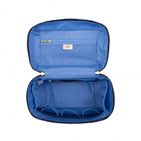 Vanity case "Coco" Joy Flowers bleu éclipse | Grande trousse de toilette femme originale qualité couleur