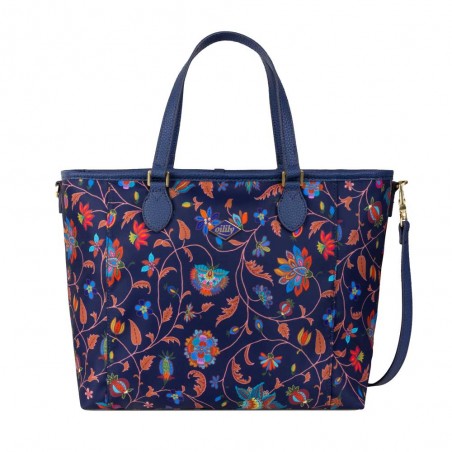 Sac à main OILILY "Haley" Joy Flowers bleu éclipse | Sac femme porté main avec bandoulière original top qualité