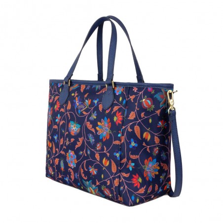 Sac à main OILILY "Haley" Joy Flowers bleu éclipse | Sac femme porté main avec bandoulière original top qualité