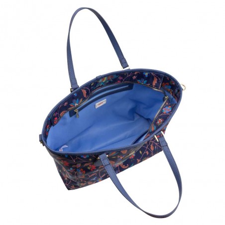 Sac à main OILILY "Haley" Joy Flowers bleu éclipse | Sac femme porté main avec bandoulière original top qualité