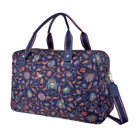 Sac week-end OILILY "Wynona" Joy Flowers bleu éclipse | Sac de voyage femme original grand format top qualité