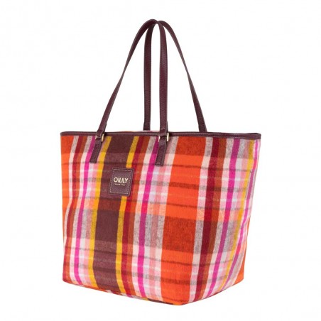 Sac shopping OILILY "Sia" Check Bach | Sac femme porté épaule original automne hiver coloré