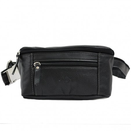 Sac ceinture en cuir de vachette Katana - Noir Sac ceinture en cuir de vachette Katana - Noir