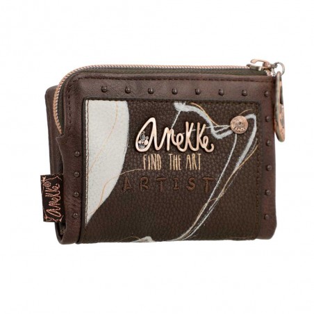 Anekke | Portefeuille souple "Shodo" petit modèle marron | Petit porte-monnaie et cartes orignal matière recyclée