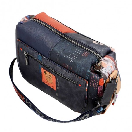 Anekke | Sac bandoulière large "Kyomu" bleu marine | Sac femme porté croisé original Anekke | Sac bandoulière large "Kyomu" bleu marine | Sac femme porté croisé original