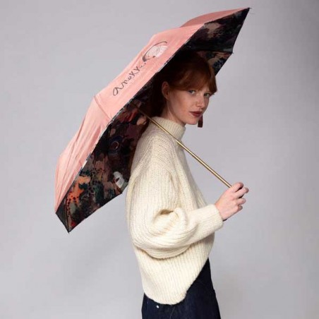 Anekke | Parapluie pliant automatique "Shoen" marron l Petit parapluie de poche femme original décor inspiration japonaise