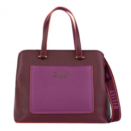 Oilily | Sac à main "Hazel" Joylily chocolat décadent | Sac femme original coloré marron violet avec bandoulière vegan