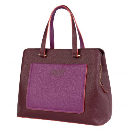 Oilily | Sac à main "Hazel" Joylily chocolat décadent | Sac femme original coloré marron violet avec bandoulière vegan