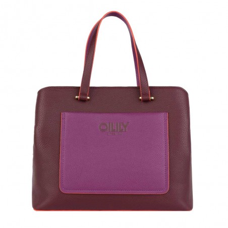 Oilily | Sac à main "Hazel" Joylily chocolat décadent | Sac femme original coloré marron violet avec bandoulière vegan