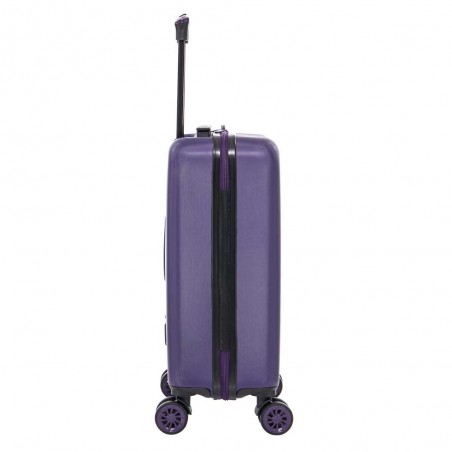 AÉRIAL | Valise cabine fantaisie "Look Cat Me" violet | Bagage petite taille original enfant adulte décor chat noir