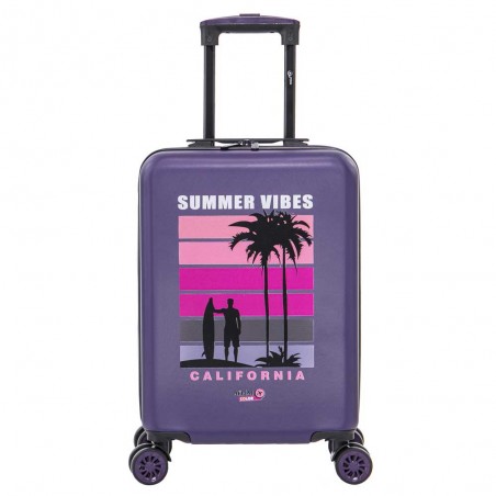 AÉRIAL | Valise cabine fantaisie "California" violet | Bagage petite taille original enfant adulte décor palmiers californie