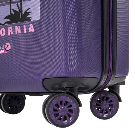 AÉRIAL | Valise cabine fantaisie "California" violet | Bagage petite taille original enfant adulte décor palmiers californie