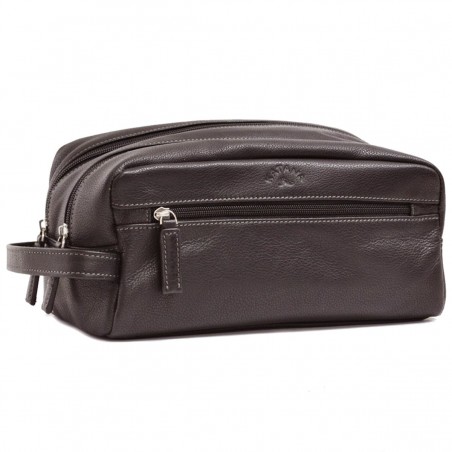 Grande trousse de voyage en cuir Katana - Marron Foncé