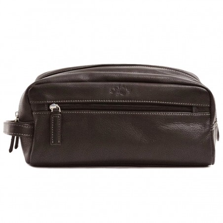 Grande trousse de voyage en cuir Katana - Marron Foncé