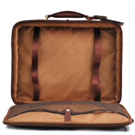 Pilot case affaires en cuir 17" KATANA marron | Bagage à roulettes professionnel business compatible cabine avion