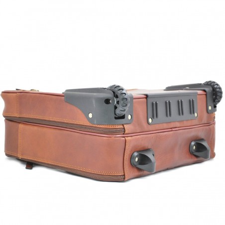 Pilot case affaires en cuir 17" KATANA marron | Bagage à roulettes professionnel business compatible cabine avion