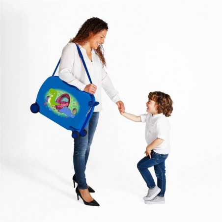 Valise trotteur Movom "Dinos" bleu | Bagage enfant garçon ludique à chevaucher dinosaure Valise trotteur Movom "Dinos" bleu | Bagage enfant garçon ludique à chevaucher dinosaure
