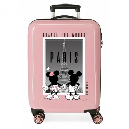 Disney | Valise cabine 55cm Minnie & Mickey "Paris" nude | Bagage fille décor photo dessin animé