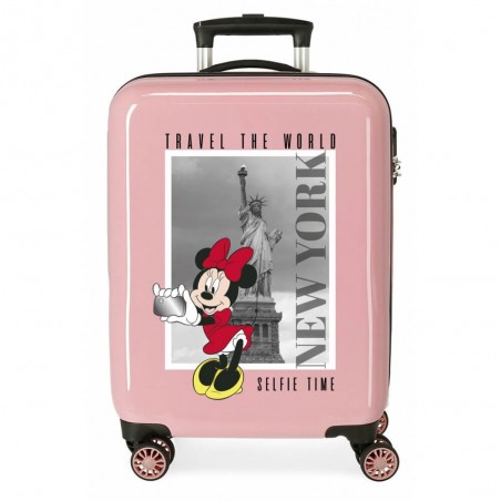 Disney | Valise cabine 55cm Minnie & Mickey "New York" nude | Bagage fille décor photo dessin animé