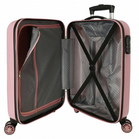 Disney | Valise cabine 55cm Minnie & Mickey "New York" nude | Bagage fille décor photo dessin animé Disney | Valise cabine 55cm Minnie & Mickey "New York" nude | Bagage fille décor photo dessin animé