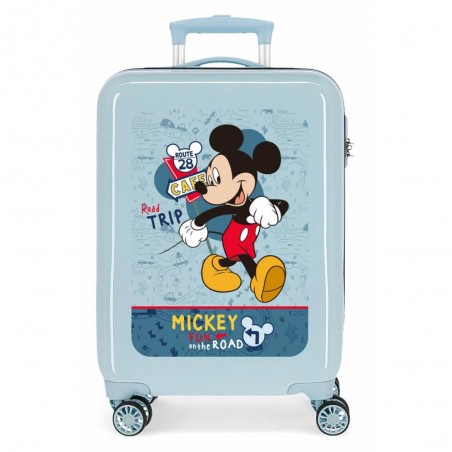 Disney | Valise cabine Mickey "Road Trip" bleu ciel | Bagage enfant ludique dessin animé