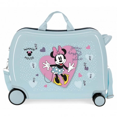Disney | Valise trotteur Minnie My Happy Place bleu ciel | Bagage taille cabine pour enfant original