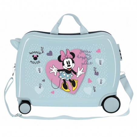 Disney | Valise trotteur Minnie My Happy Place bleu ciel | Bagage taille cabine pour enfant original