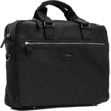 Cartable ordinateur 15" en cuir KATANA noir | Sacoche PC documents homme cuir véritable qualité luxe pas cher