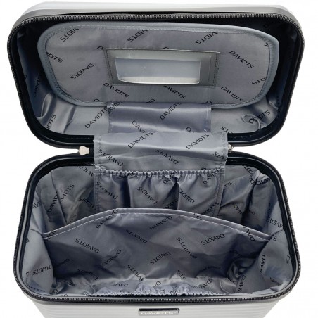 Davidts | Vanity case rigide "Aviator 2.0" gris argent | Beauty case femme grand format par cher
