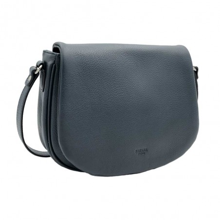 Katana | Sac bandoulière en cuir "Luce" bleu marine | Sac femme porté croisé pas cher