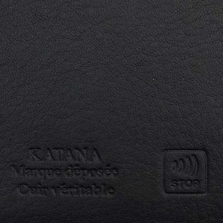 Katana | Portefeuille petit européen en cuir noir | Porte-cartes sécurisé pour homme petit format pas cher