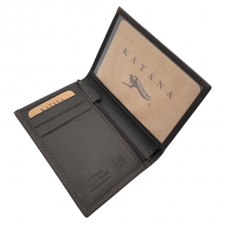 Katana | Portefeuille petit européen en cuir marron foncé | Porte-cartes sécurisé pour homme petit format pas cher Katana | Portefeuille petit européen en cuir marron foncé | Porte-cartes sécurisé pour homme petit format pas cher