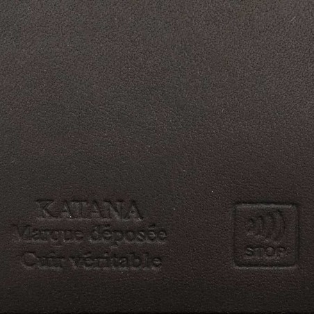 Katana | Portefeuille petit européen en cuir marron foncé | Porte-cartes sécurisé pour homme petit format pas cher