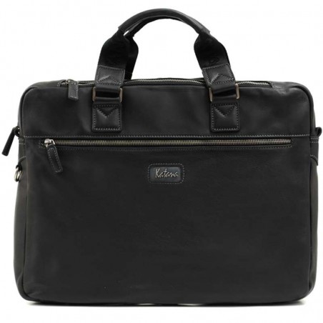 Cartable ordinateur 15" en cuir KATANA noir | Sacoche PC documents homme cuir véritable qualité luxe pas cher