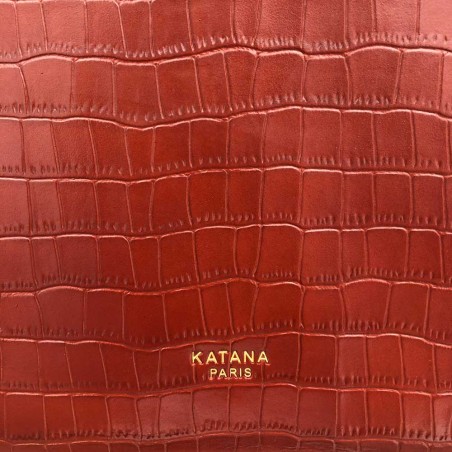 Katana | Sac porté croisé en cuir croco marron | Sac d'hiver femme tendance pas cher