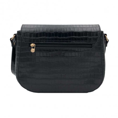 Katana | Sac porté croisé en cuir croco noir | Sac d'hiver femme tendance pas cher