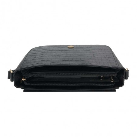 Katana | Sac porté croisé en cuir croco noir | Sac d'hiver femme tendance pas cher Katana | Sac porté croisé en cuir croco noir | Sac d'hiver femme tendance pas cher