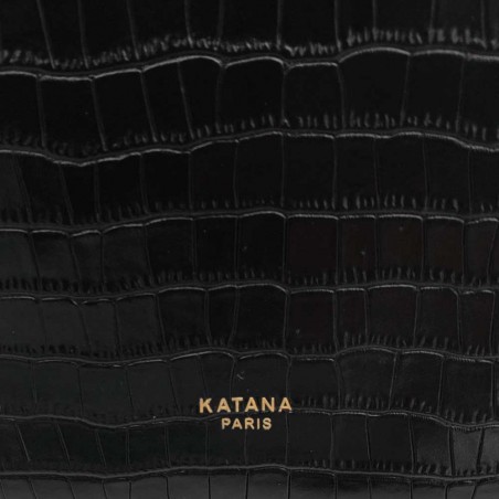 Katana | Sac porté croisé en cuir croco noir | Sac d'hiver femme tendance pas cher