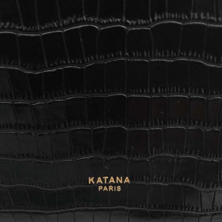 Katana | Sac porté croisé en cuir croco noir | Sac d'hiver femme tendance pas cher Katana | Sac porté croisé en cuir croco noir | Sac d'hiver femme tendance pas cher