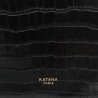 Katana | Sac porté croisé en cuir croco noir | Sac d'hiver femme tendance pas cher Katana | Sac porté croisé en cuir croco noir | Sac d'hiver femme tendance pas cher