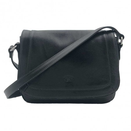 Katana | Sac bandoulière en cuir collet noir | Sac femme porté croisé style classique Katana | Sac bandoulière en cuir collet noir | Sac femme porté croisé style classique