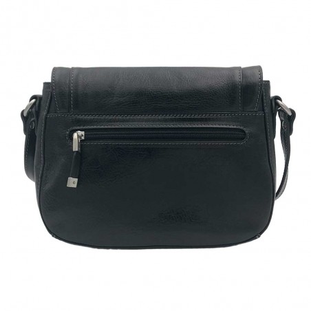 Katana | Sac bandoulière en cuir collet noir | Sac femme porté croisé style classique Katana | Sac bandoulière en cuir collet noir | Sac femme porté croisé style classique