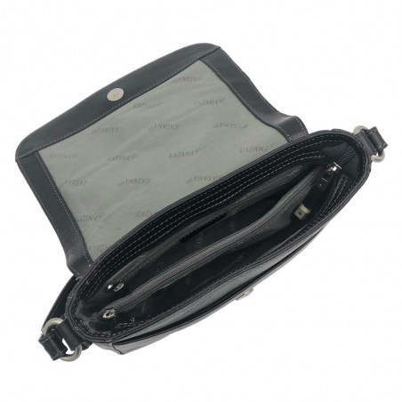 Katana | Sac bandoulière en cuir collet noir | Sac femme porté croisé style classique Katana | Sac bandoulière en cuir collet noir | Sac femme porté croisé style classique